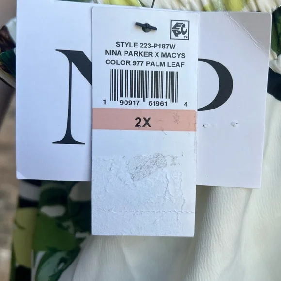 🆕 🌿Nina Parker x Macy’s Palm Leaf Tropical Wide Leg Pants Beach Chic Size 2X 🌿 - Picture 8 of 11